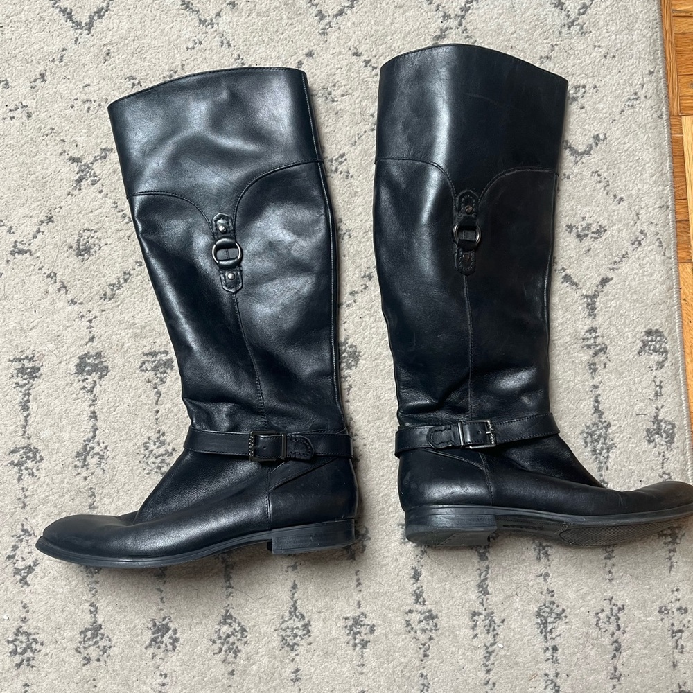 Sperry Black Leather Tall Women's Boots